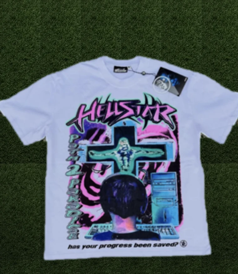 Lavender Hatstar graphic tee on turf