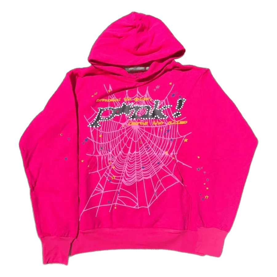 Pink Sp5der web-print hoodie